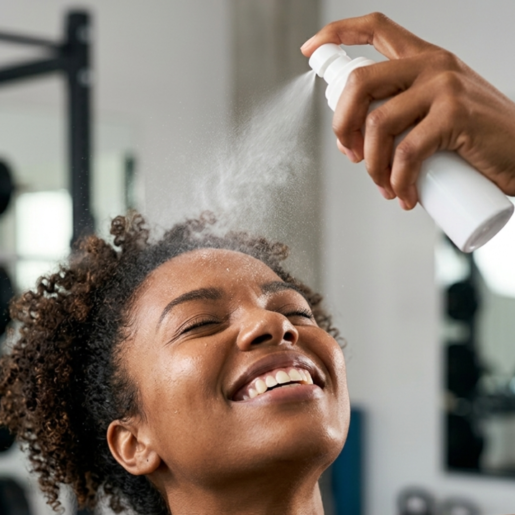 Spray bottle being used for household cleaning — hypochlorous acid uses include home, skin, and wound care