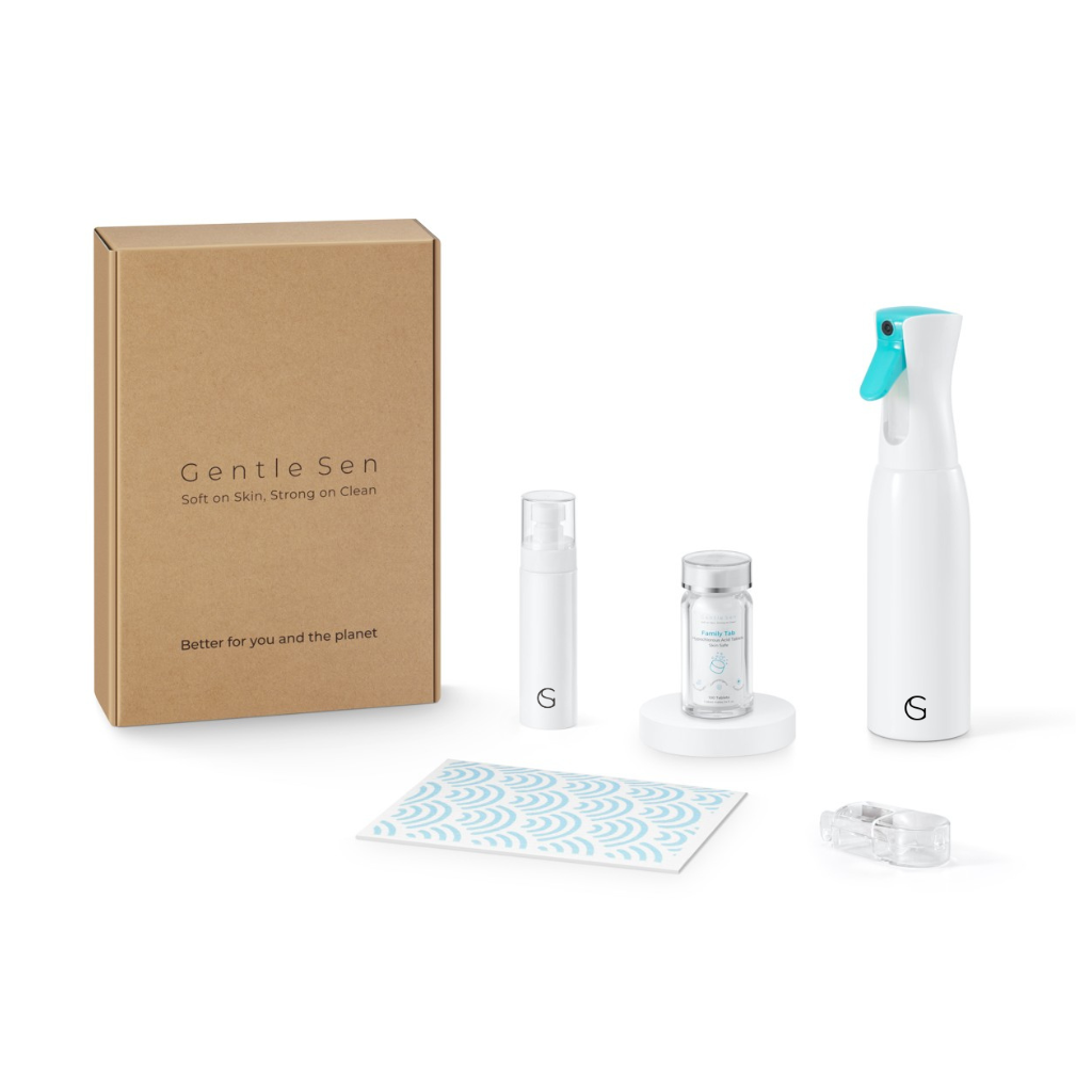 Hypochlorous Acid Family Tablet Cleaning Kit with Forever Mist Spray Bottle and Travel Mist Spray Bottle