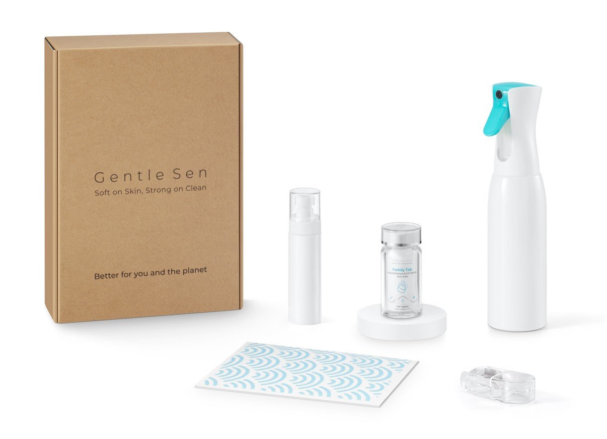 FAMILY TAB KIT - includes 100 tablets, 100ml mist travel bottle, 500ml mist bottle, tablet splitter and GentleSen cloth