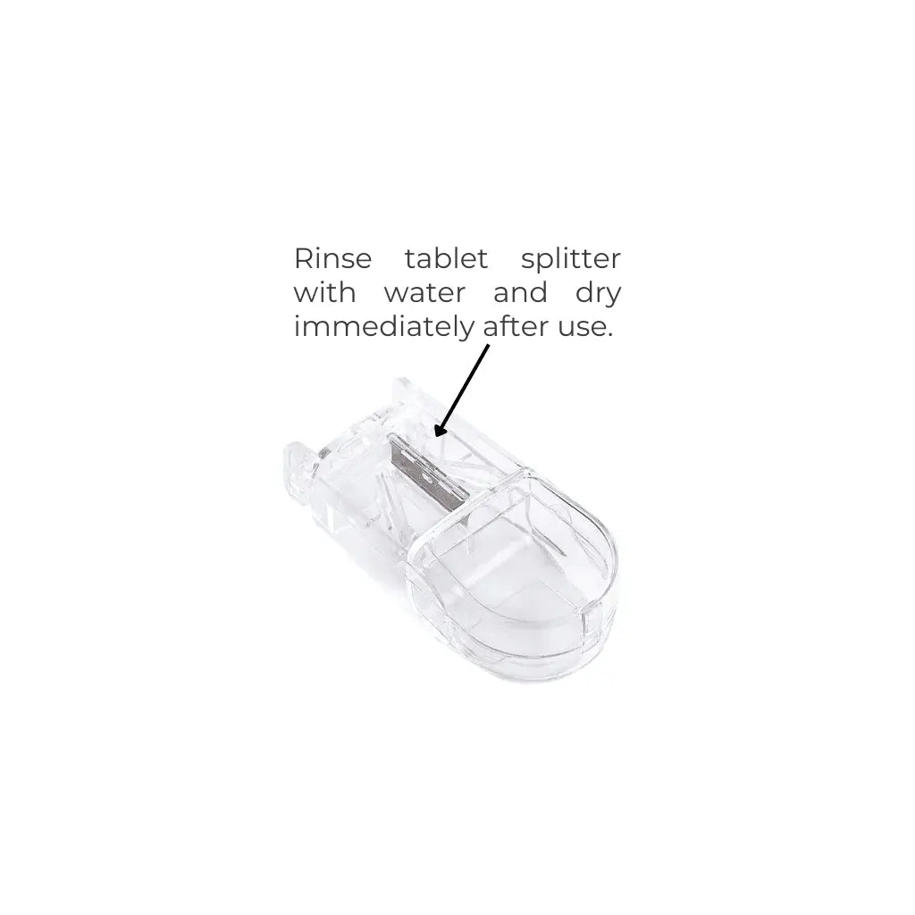 Rinse tablet splitter with water and dry immediately after use.