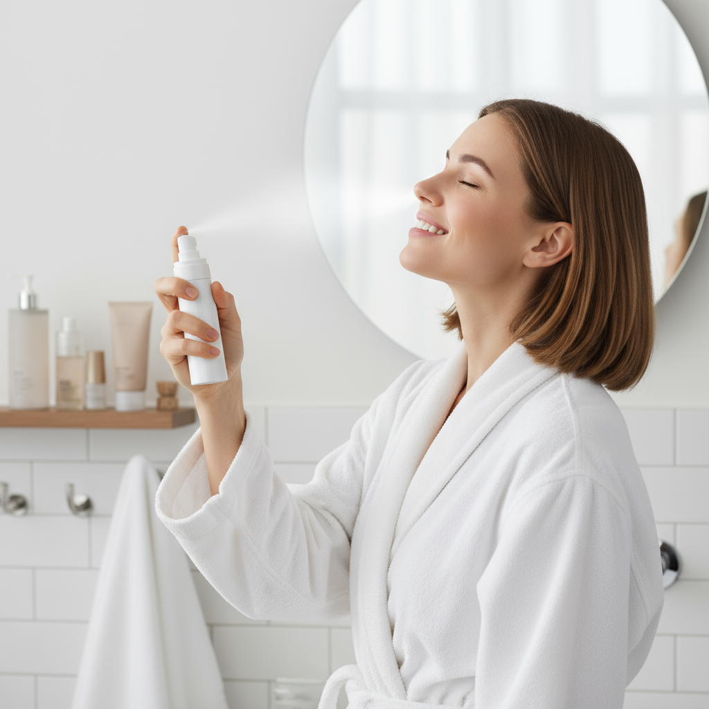 women with white 100ml mist bottle